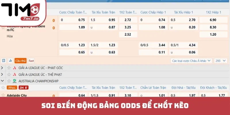 Soi biến động bảng odds để chốt kèo